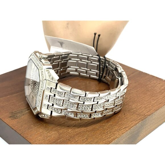 Bulova Men's Watch 96A285 Octava Quartz Crystal Pave Silver Stainless Steel 40mm - Picture 10 of 14